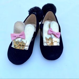 Little Frida Black Velour Shoes Rabbit